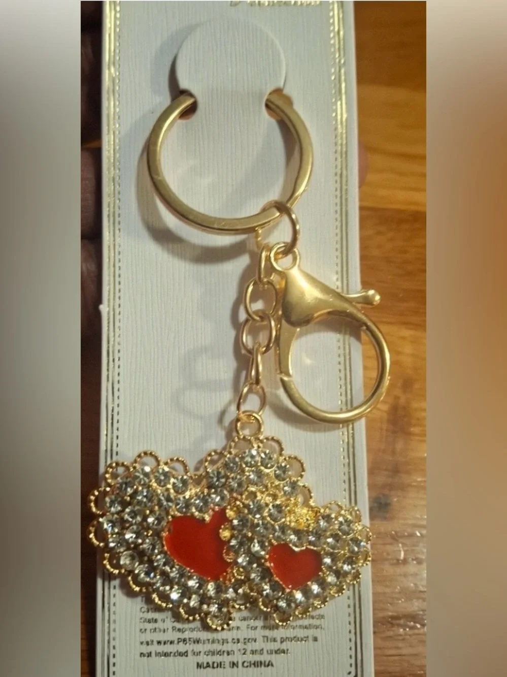 Double Heart Bling Bag Charm